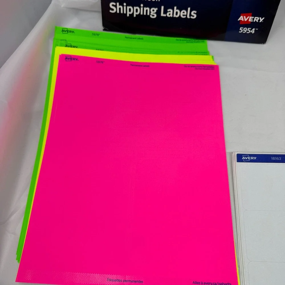 Avery‎ Shipping Labels Bundle Neon Assorted 5954 5978 18163 5164 Laser 52 Sheets